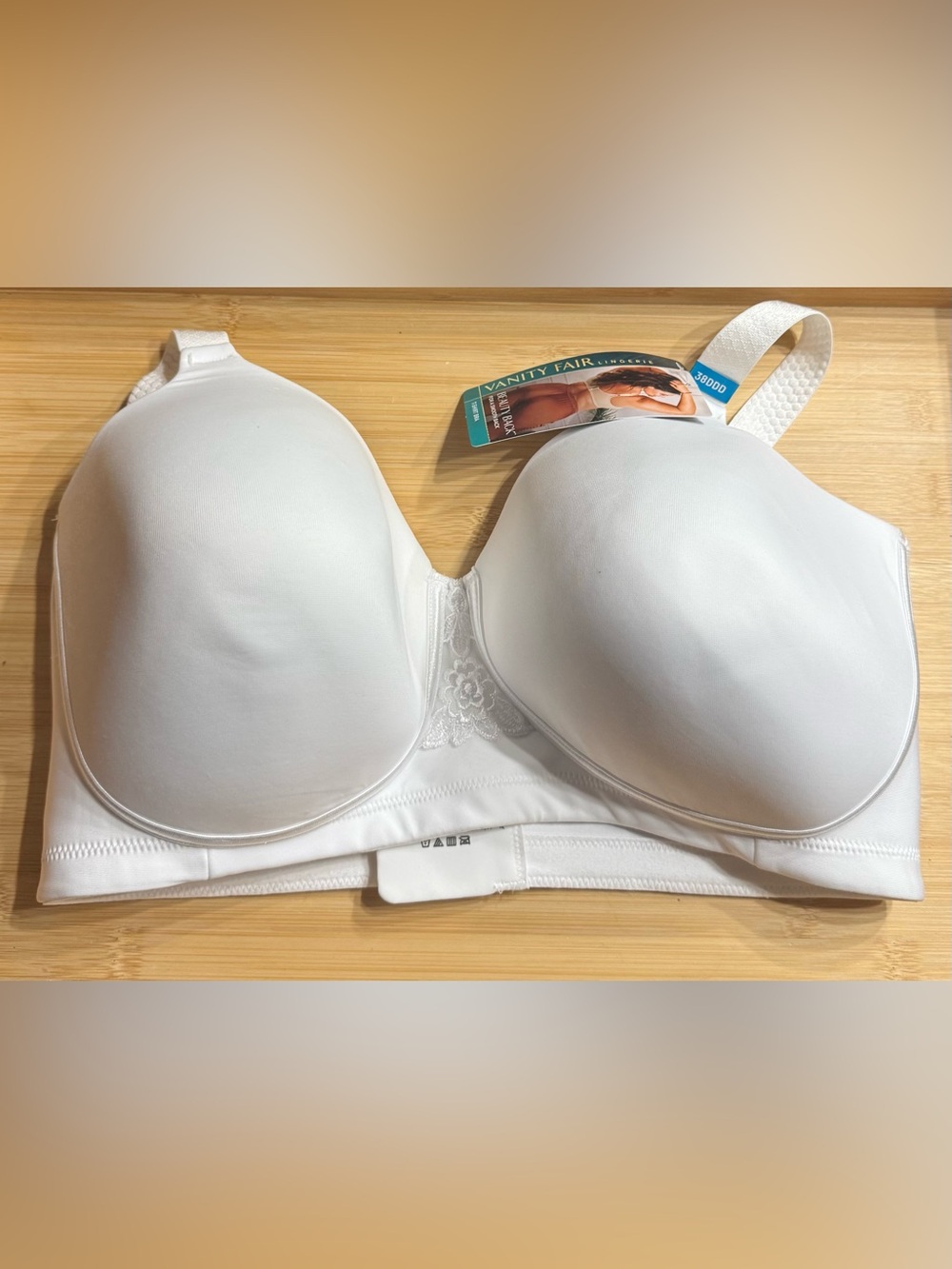 38DDD Vanity Fair T-Shirt Bra Star White Style 71380 Beauty Back NWT